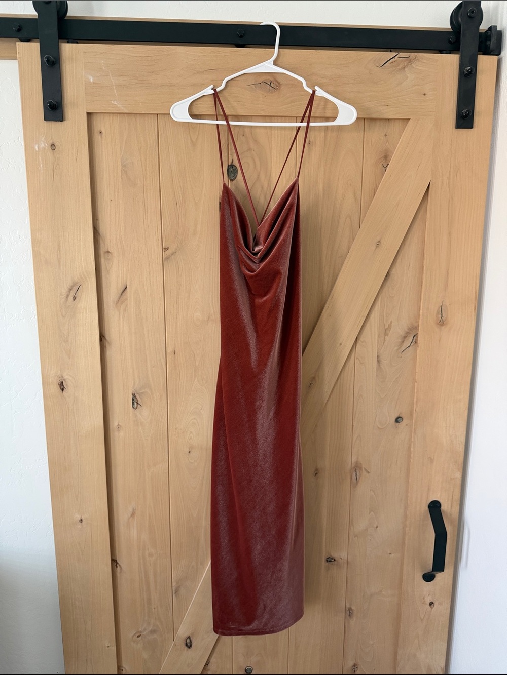 Jimmy Yoo Collection Slip Cowl Neck Satin Midi Dress - Rust - Picture 3 of 5